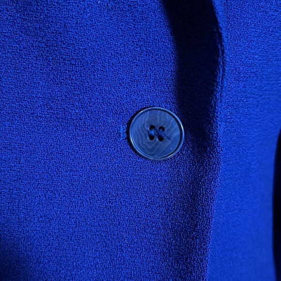 VINTAGE KASPER and CO Size 10 Longline Blazer 1-Button WOOL Vivid BlueV-neck - Picture 7 of 11